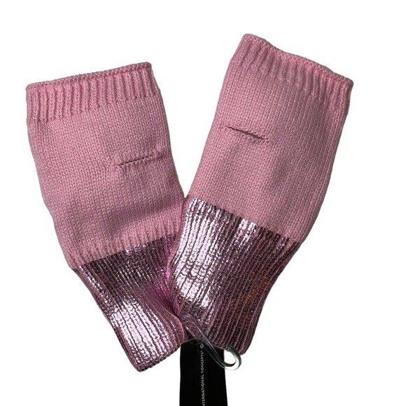 INC International Concepts Pink Fingerless Mittens with White Pom New - Picture 3 of 4